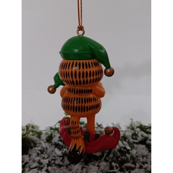 Christmas Elf Garfield 1996 PAWS Jim Davis Trim-A-Tree Ornament (stand not inc.) - Picture 4 of 6
